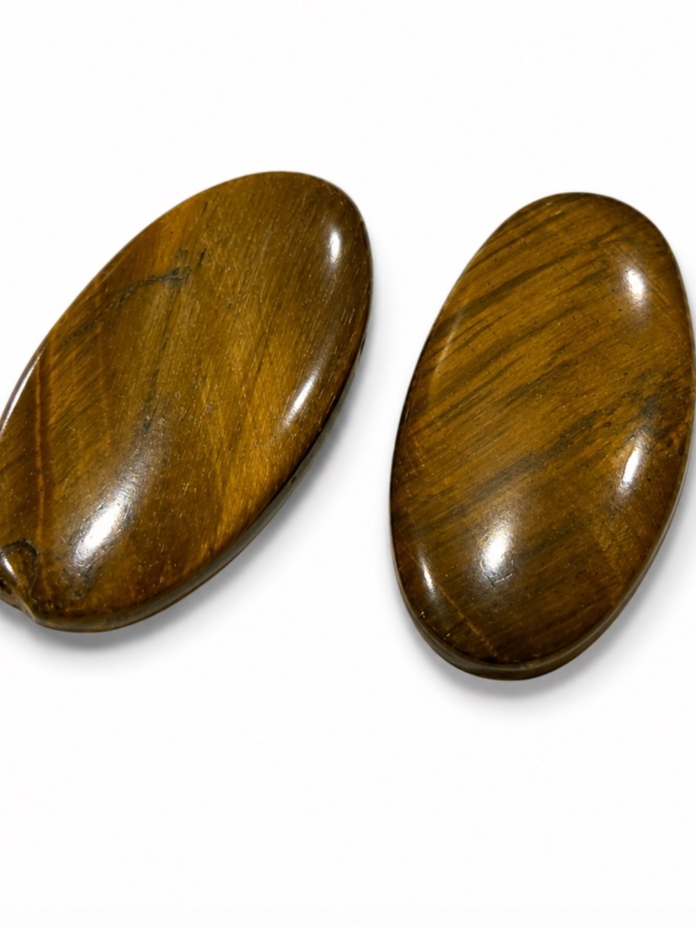 Tiger’s Eye Oval Pendants 40 × 20mm – Top Drilled – Pair